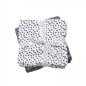 Done by Deer Burp cloth, 2-pack, Happy Dots, Grey  - Pippi