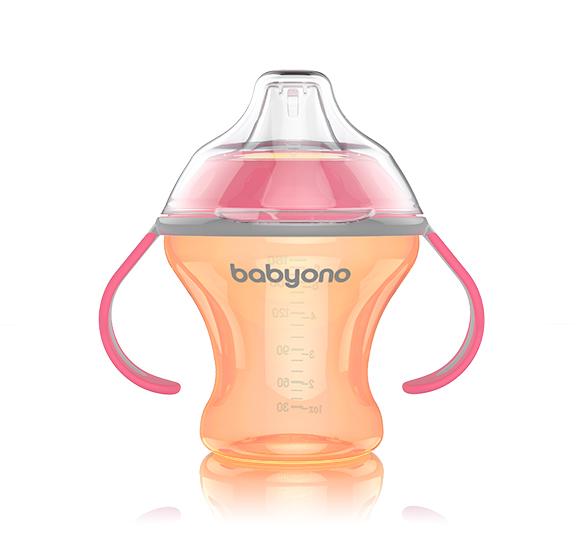 BabyOno Non Spill Cup with soft spout 180ml Natural Nursing - BabyOno