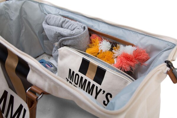 Childhome Mommy Bag suur tarvikute kott OffWhite, Black/Gold - Childhome