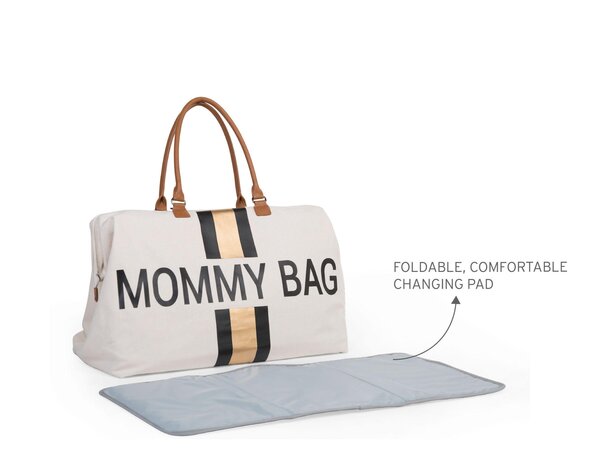 Childhome Mommy Bag Big Canvas Off White Stripes Black/Gold - Childhome