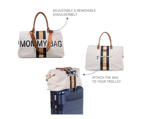 Childhome Mommy Bag mamos rankinė „Off White Stripes Black Gold“ - Childhome