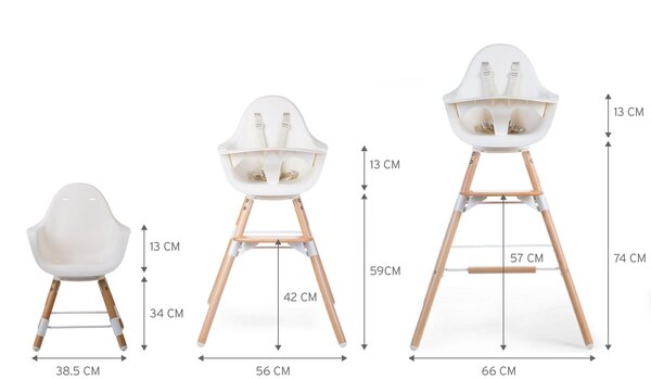 Childhome Evolu One.80° Chair Natural White 2in1 + Bumper - Childhome