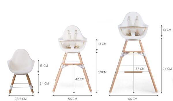 Childhome Evolu One.80° Chair 2in1 with bumper, Natural White - Childhome