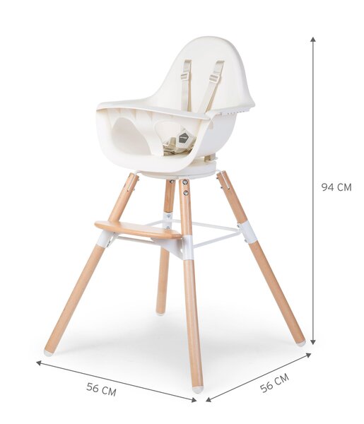 Childhome Evolu One.80° Chair 2in1 with bumper, Natural White - Childhome