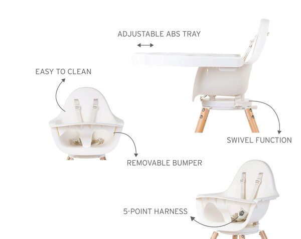 Childhome Evolu One.80° Chair Natural White 2in1 + Bumper - Childhome