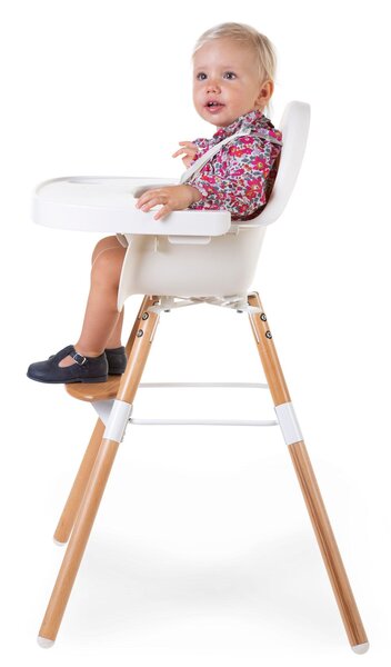 Childhome Evolu 2 söögitool 2in1 turvakaarega, White - Childhome