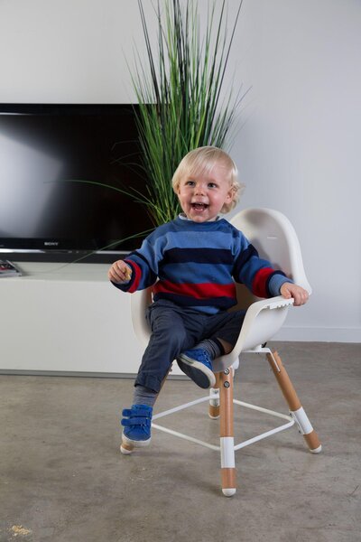 Childhome Evolu 2 söögitool 2in1 turvakaarega, White - Childhome