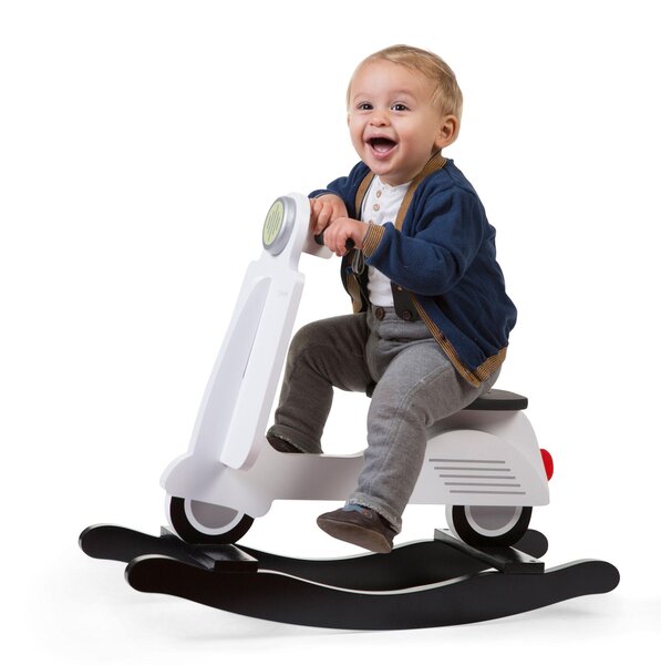 Childhome Medinė sūpuoklė „Scooter Black/White“ - Childhome