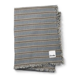 Elodie Details Soft Cotton Blanket  Sandy stripe One Size Blue/Beige/Black - Elodie Details