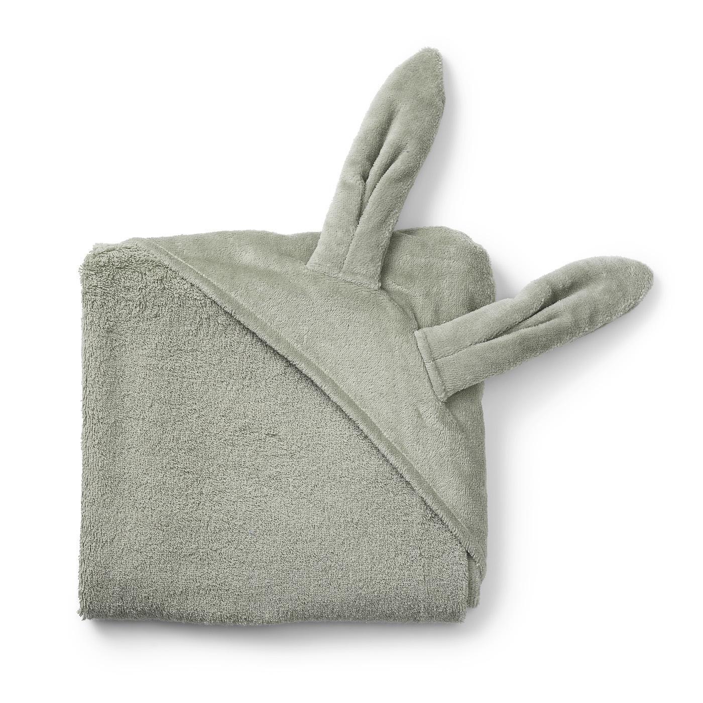 Elodie Details hooded towel 80x80cm, Mineral Green Bunny - Elodie Details