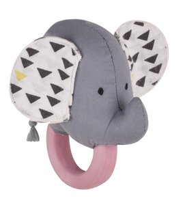 Tikiri rattle with rubber teether Elephant - Tikiri