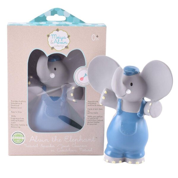 Tikiri Alvin the Elephant all rubber Squeaker Grey - Tikiri