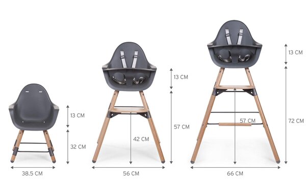 Childhome Evolu 2 barošanas krēsls 2in1, Natural Anthracite - Childhome