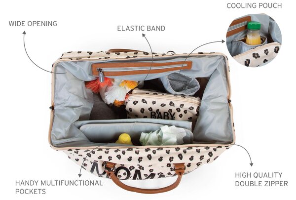 Childhome Mommy Bag suur tarvikute kott Canvas Leopard - Childhome