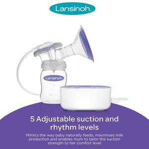 Lansinoh Compact Single Electric Breast Pump BPA/BPS free  Violet - BabyOno