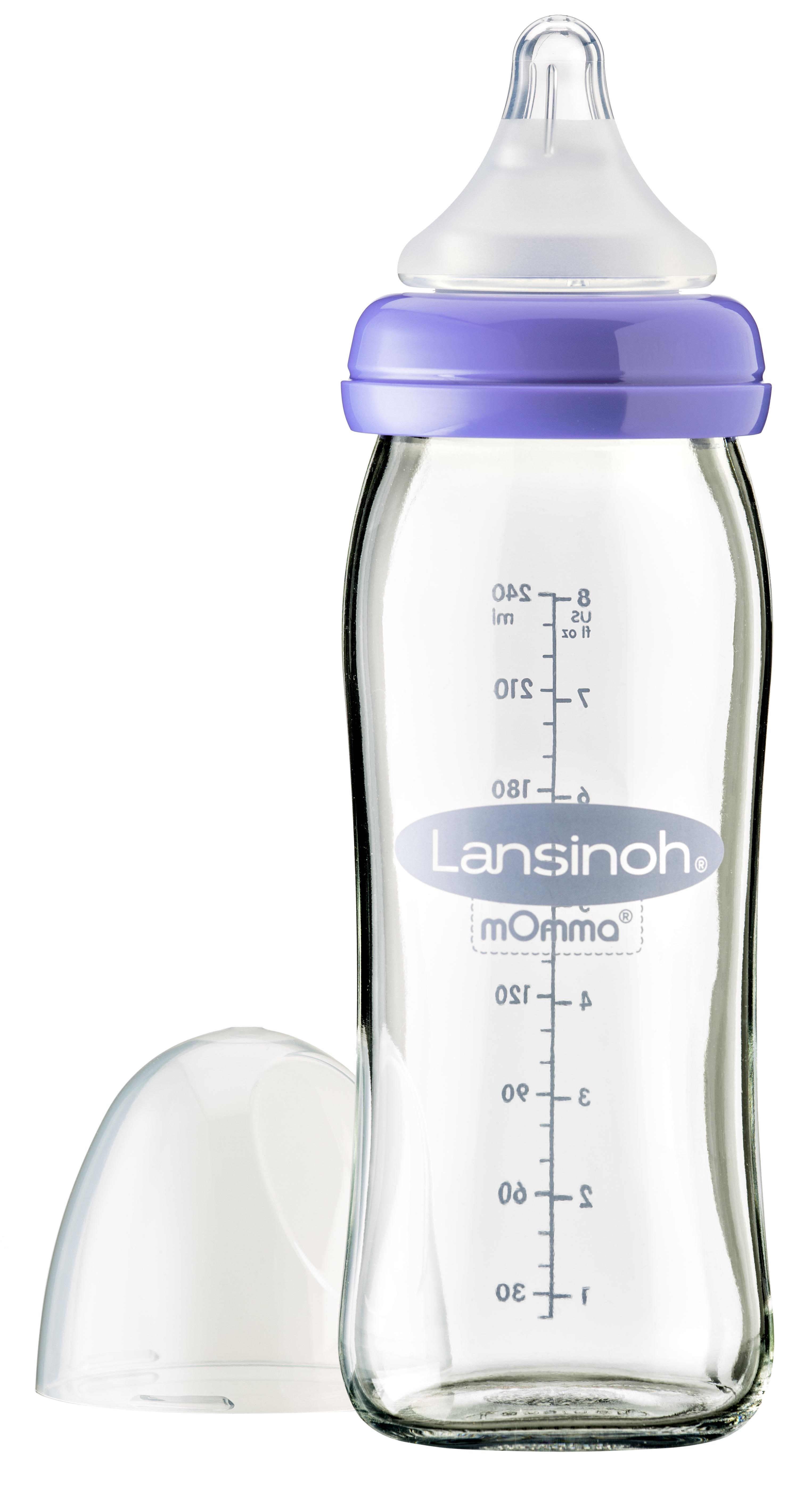 Lansinoh glass feeding bottle with NaturalWave® teat 240ml