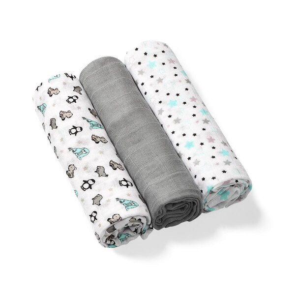 BabyOno bamboo autiņš 3 gab., Grey  - BabyOno