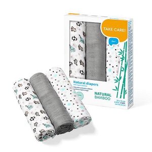 BabyOno bamboo diapers 3pcs, Grey  - Tinynord