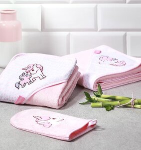 BabyOno Bambukinis rankšluostis su gobtuvu „Pink“ - BabyOno