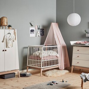 Leander Luna baby cot 120x60 cm, White/Oak  - Leander