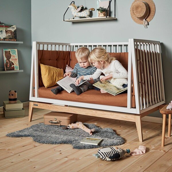 Leander Luna baby cot 120x60cm, White/Oak  - Leander