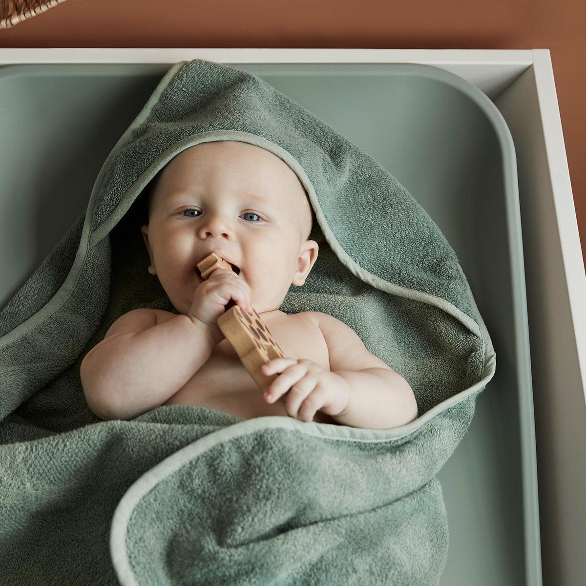 Leander hooded towel 80x80cm Sage Green NordBaby