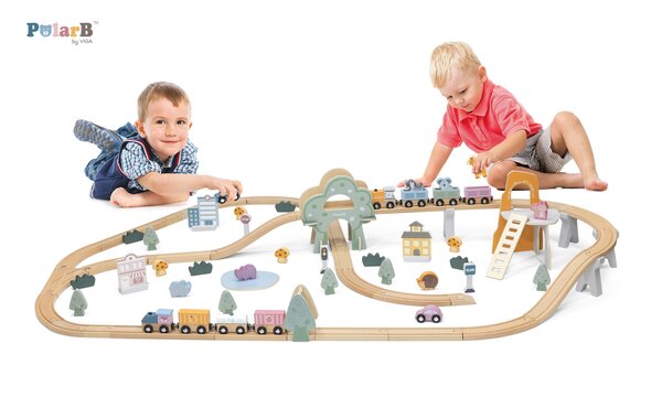 PolarB Train Set 90 pcs Multicolor - PolarB