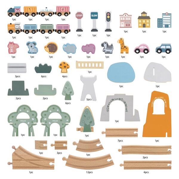 PolarB Train Set 90 pcs Multicolor - PolarB