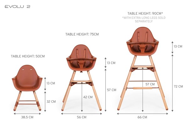Childhome Evolu evolu krēsla kājas + kāju balsts, Natural Rust - Childhome