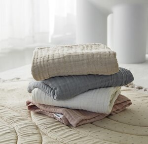 Elodie Details Crinkled Blanket 120x120cm, Pure Khaki - Elodie Details