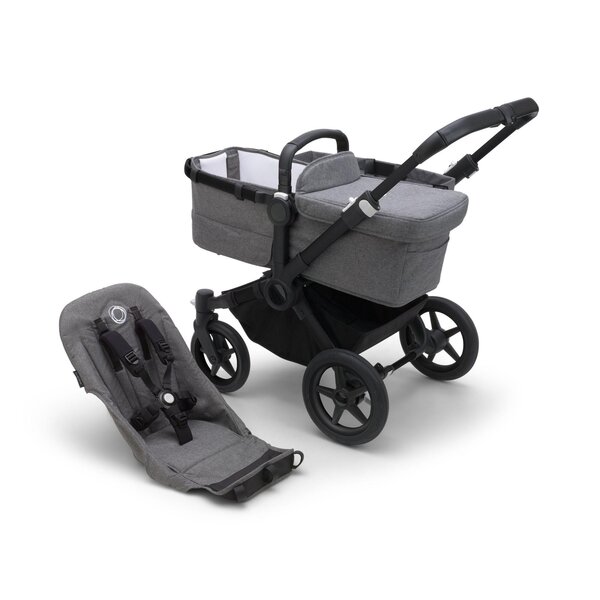 Bugaboo Donkey 5 dvīņu rati Black/Grey Melange, Grey Melange - Bugaboo