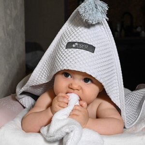 Nordbaby hooded towel with tassels 100x100cm, Taf Light Grey - Nordbaby