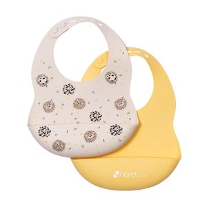 Nordbaby Silikoniniai seilinukai 2vnt., Beige/Yellow - Nordbaby