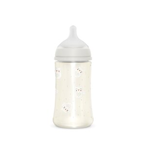 Suavinex feeding bottle 270ml medium flow Bonhomia Grey - Suavinex