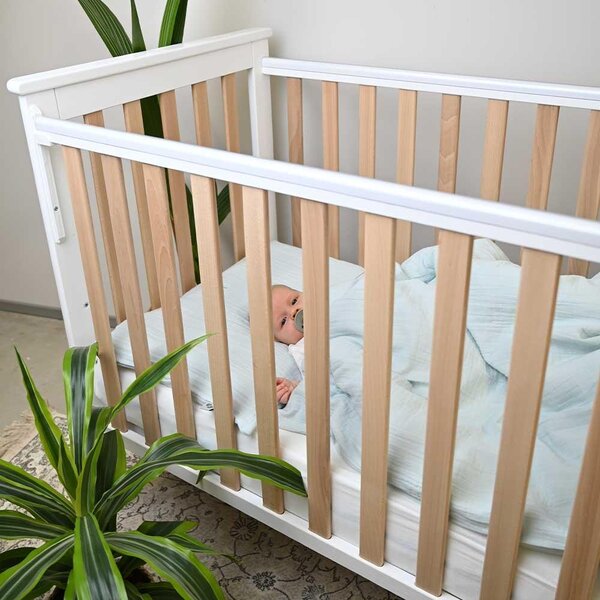 Nordbaby Dropside Cot Leolia 60x120 White/Natural - Nordbaby