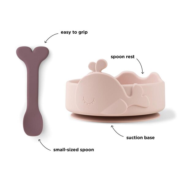 Done by Deer Silicone Stick&Stay bowl & baby spoon Wally  - Done by Deer