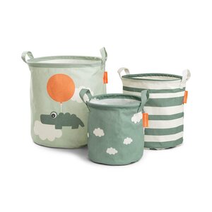 Done by Deer Storage basket set 3 pcs Happy clouds Green - Done by Deer