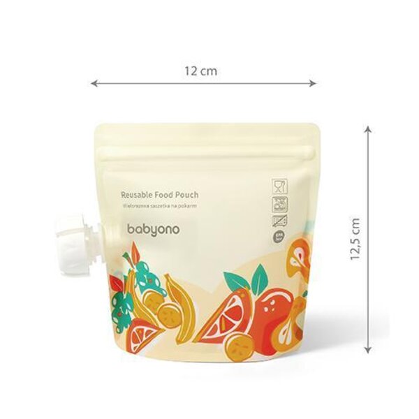 BabyOno Reusable food pouch 150ml 5pcs - BabyOno