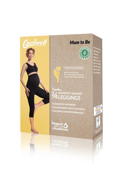 Carriwell Maternity Support 3/4 Leggings Recycled Black S - Carriwell