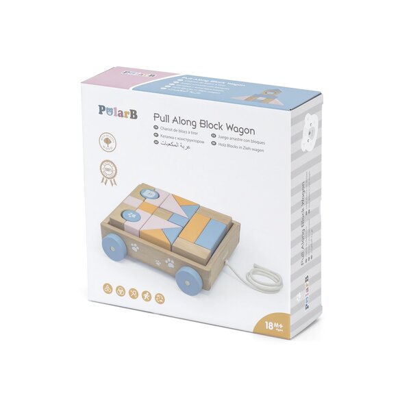 PolarB Pull Along Block Wagon Multicolor - PolarB