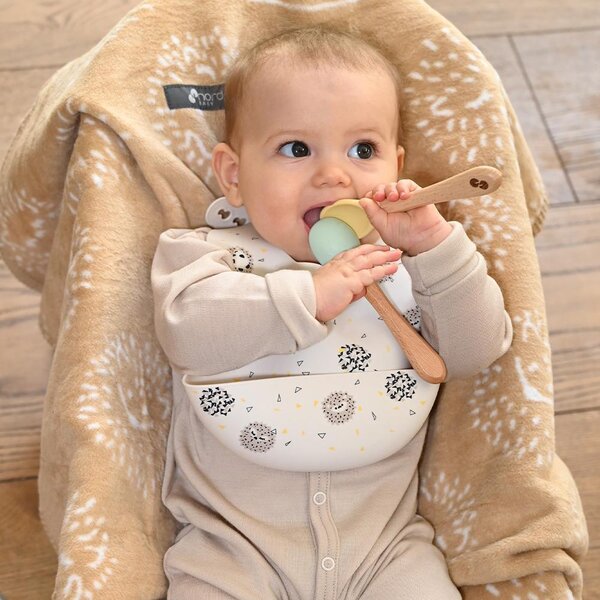 Nordbaby silikona lacīte beige hedgehog - Nordbaby