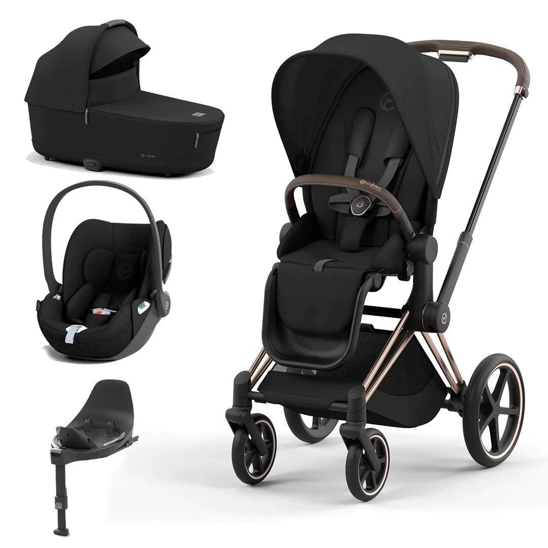 Pack poussette trio Epriam Chassis rosegold + siège Sepia Black + nacelle  Sepia Black + coque cloud T Sepia Black, Cybex de Cybex