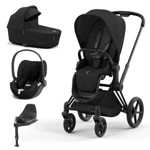 Cybex Priam V4 vežimėlio komplektas 3in1 Sepia Black, Matt Black frame,Cloud T automobilinė kėdutė+ Base T - Cybex