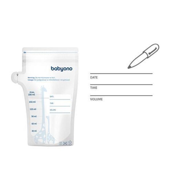 BabyOno rinnapiima säilituskotid 180ml, 30tk - BabyOno