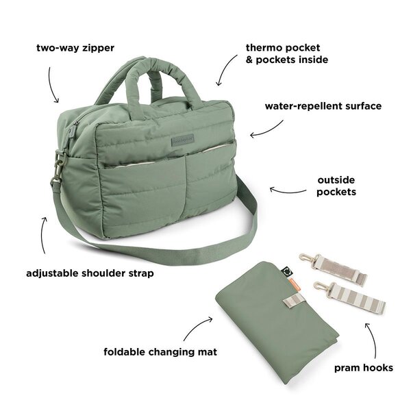 Done by Deer quilted changing bag Green - Done by Deer