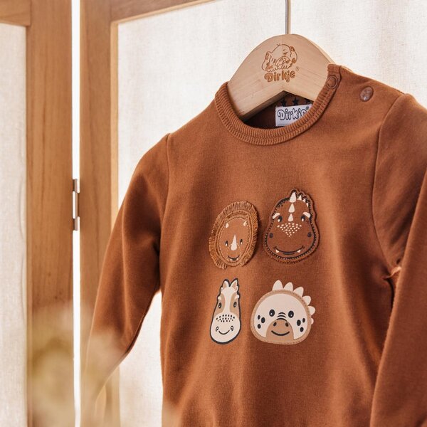 Dirkje 2 pce babysuit 56  Dark brown - Dirkje