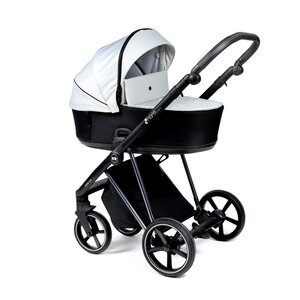 Nordbaby Active Lux vežimėlio komplektas Black & White, Chrome Black frame - Nordbaby