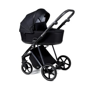 Nordbaby Active Lux vežimėlio komplektas Caviar Black, Chrome Black frame - Nordbaby