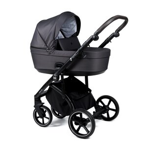 Nordbaby Active Plus vežimėlio komplektas Metal Grey, frame Onyx Dark Brown - Nordbaby