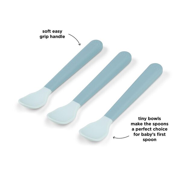 Done by Deer Foodie easy-grip baby spoon 3-pack Blue - Done by Deer